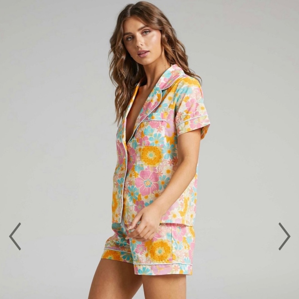 Showpo Pink Floral Two Piece PJ Pajama Set
